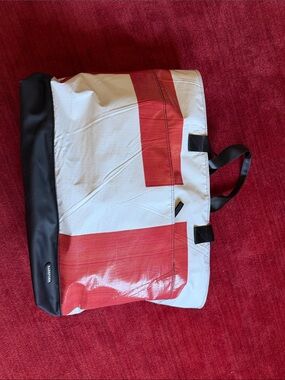 Rareform Travel Tote Bag in Red, White & Black. Made from Recycled Billboards.